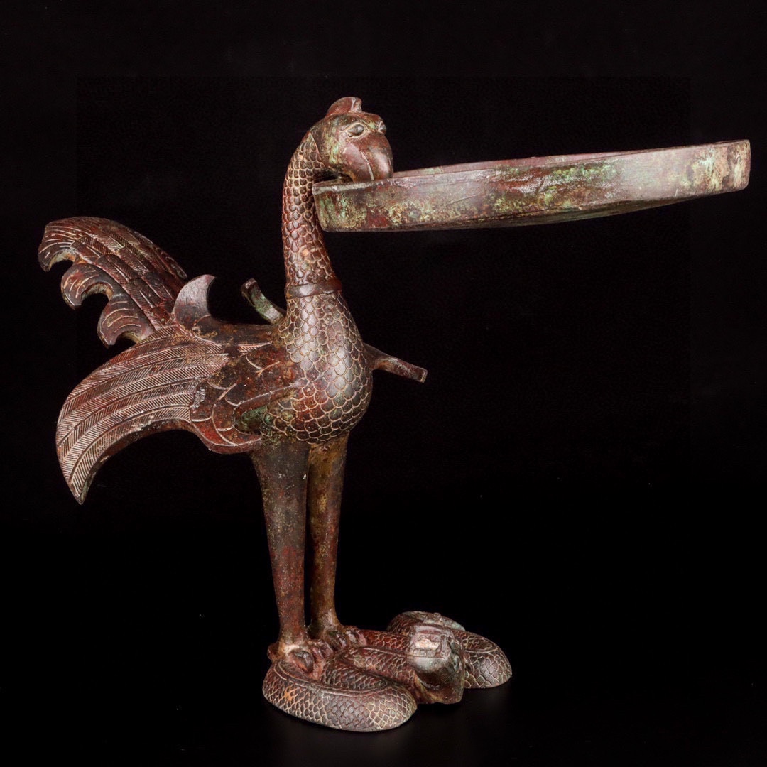 Han Dynasty Bronze bird lamp plate