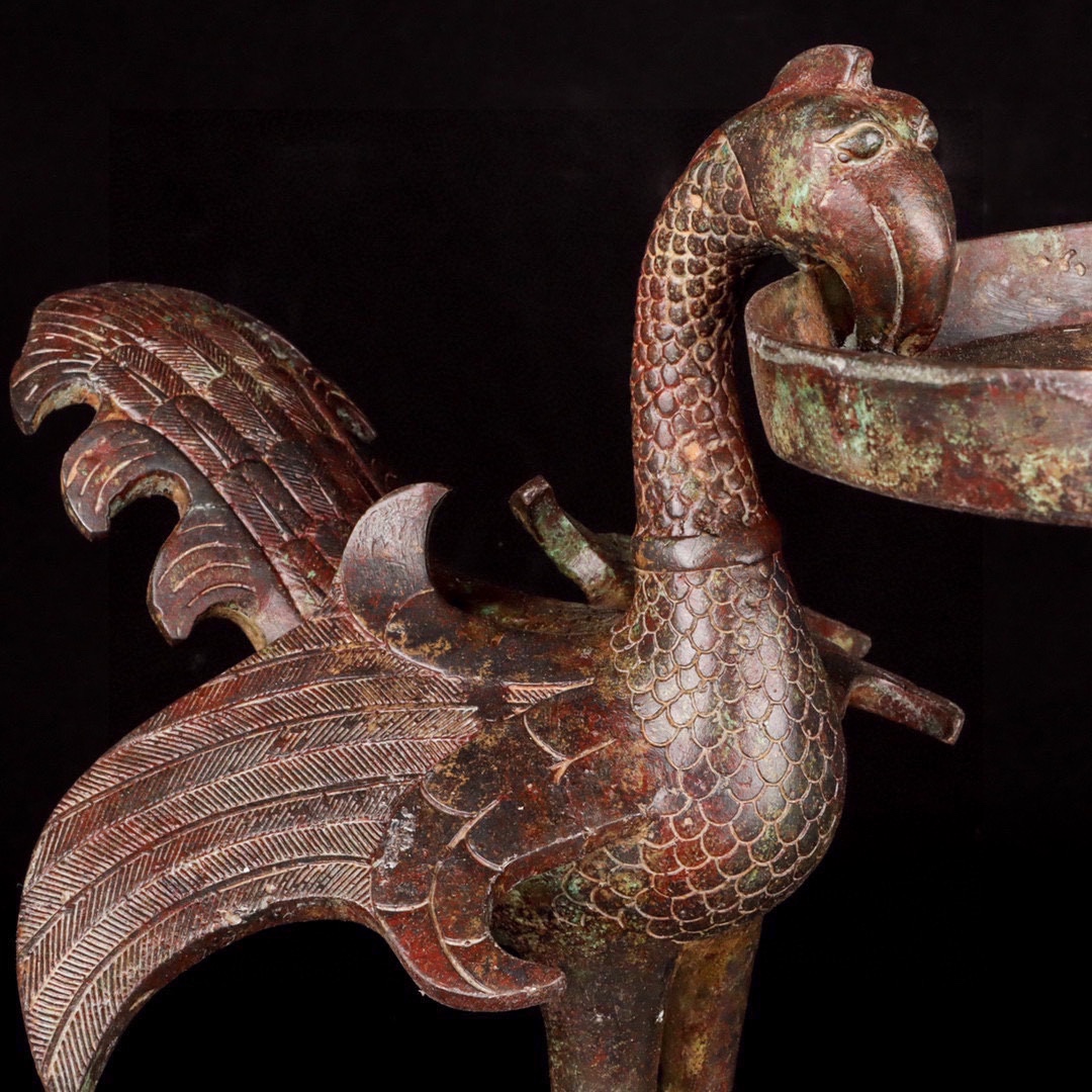 Han Dynasty Bronze bird lamp plate
