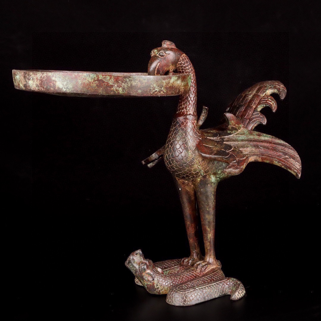 Han Dynasty Bronze bird lamp plate