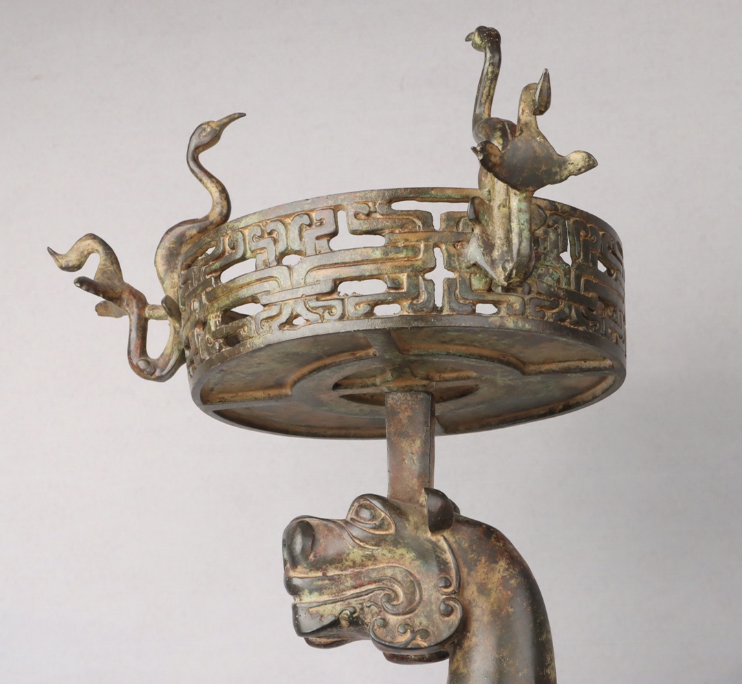 Han Dynasty Bronze mythical beast lamp plate