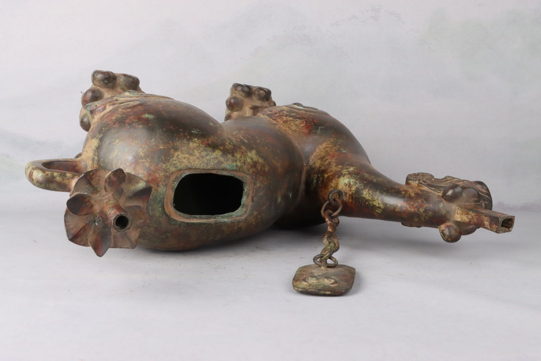Han Dynasty Bronze mythical beast lamp plate