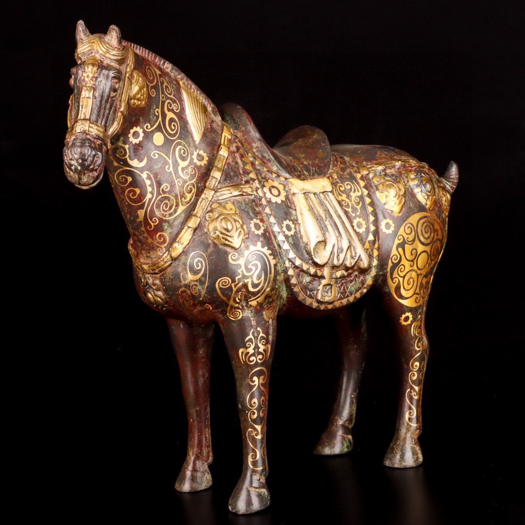 Han Dynasty Bronze and gold pommel horse
