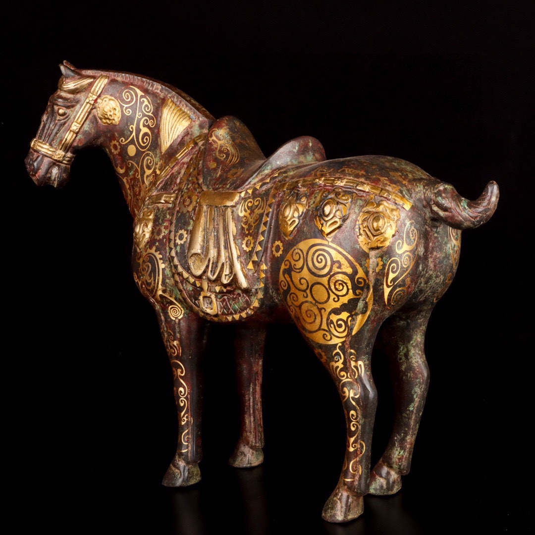 Han Dynasty Bronze and gold pommel horse
