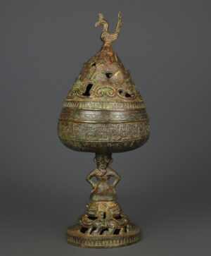 Han Dynasty Bronze Standing Phoenix Boshan Furnace