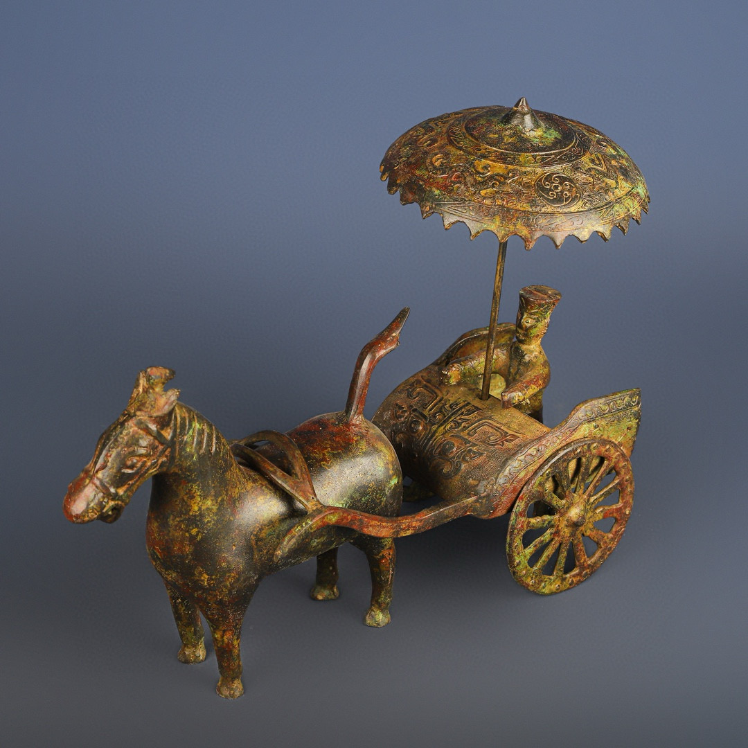Han Dynasty Bronze Horse drawn Cart Chariot