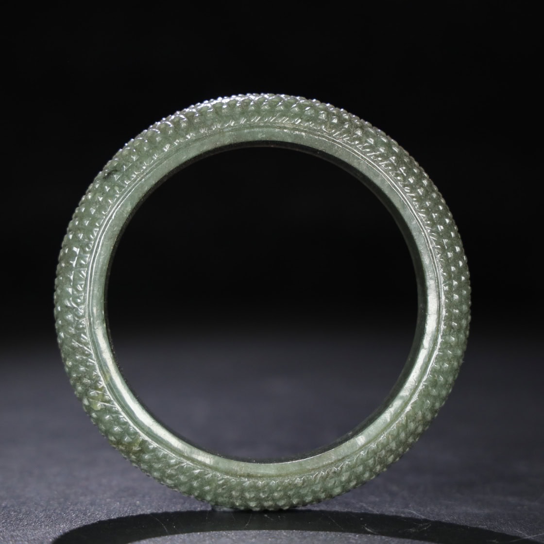 Chinese Natural Jade Carved Arm bracelets