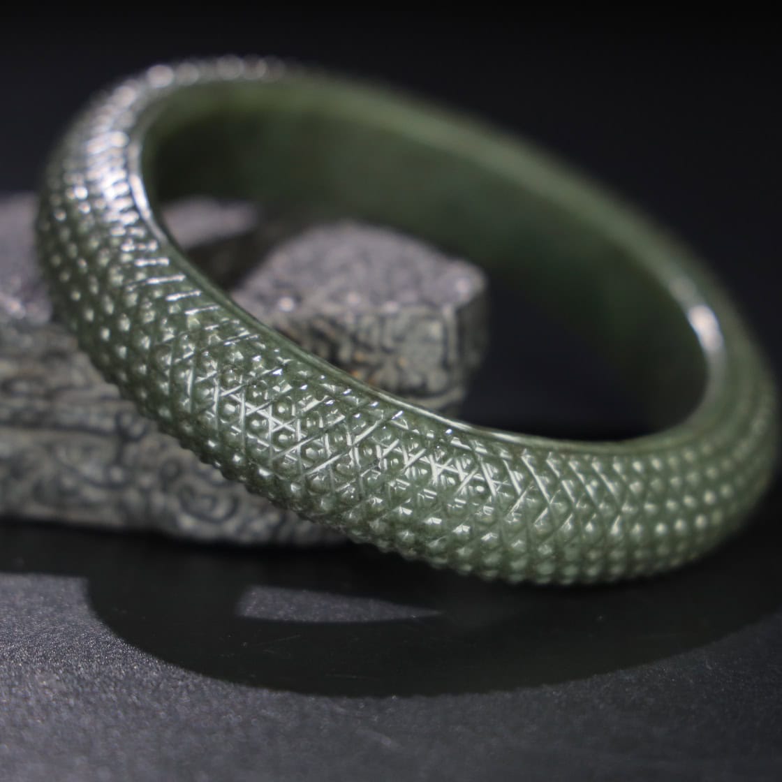 Chinese Natural Jade Carved Arm bracelets