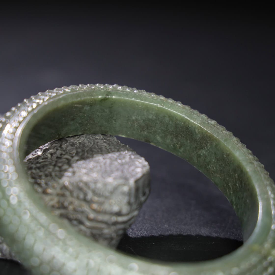Chinese Natural Jade Carved Arm bracelets
