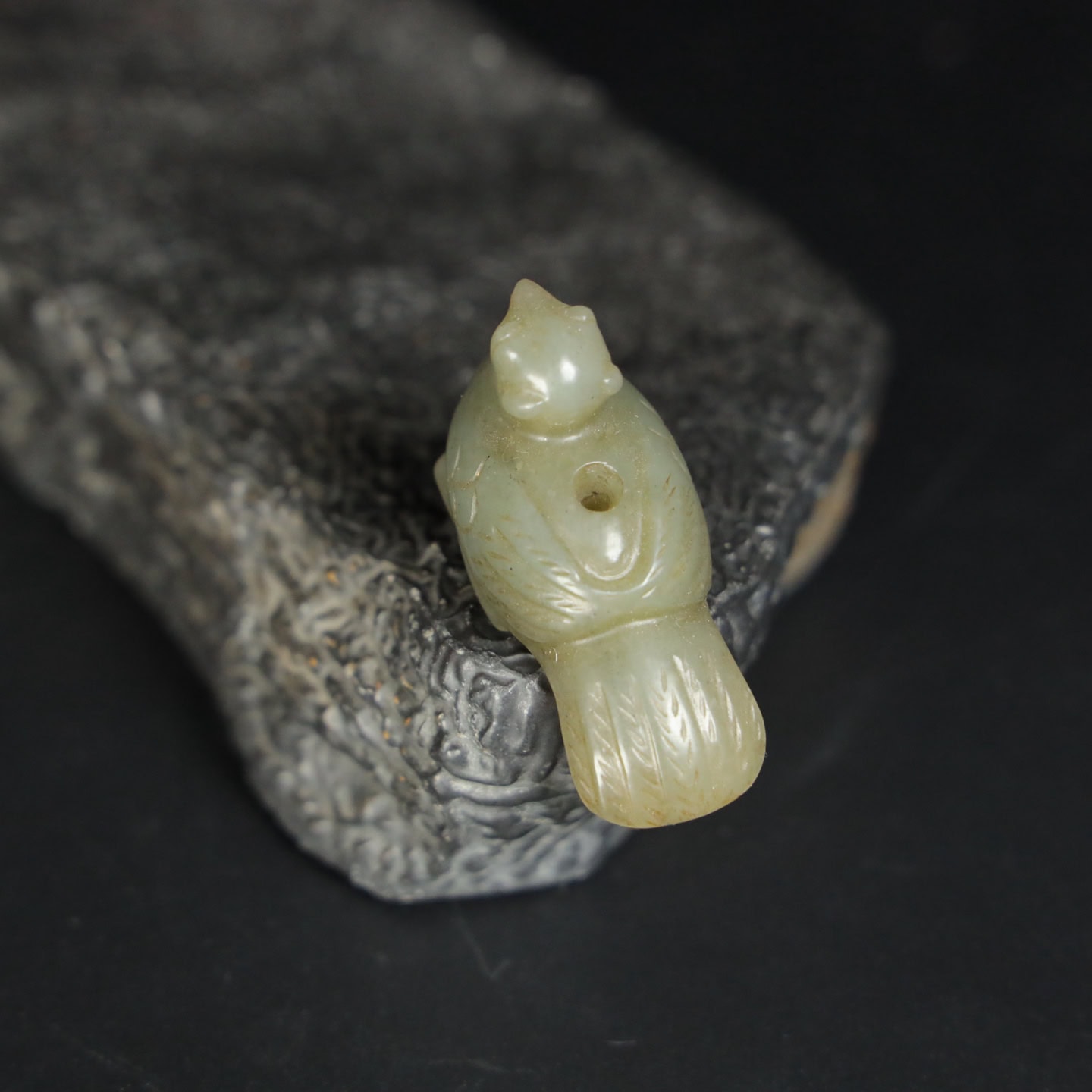 Chinese Natural Jade Carved phoenix bird