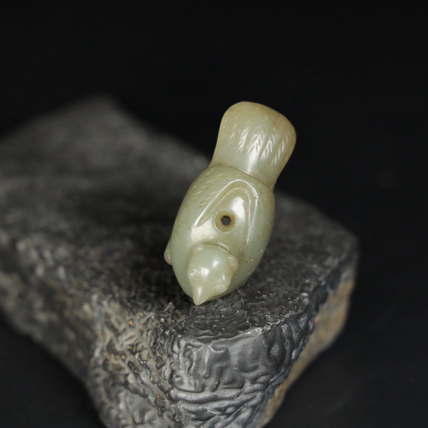 Chinese Natural Jade Carved phoenix bird