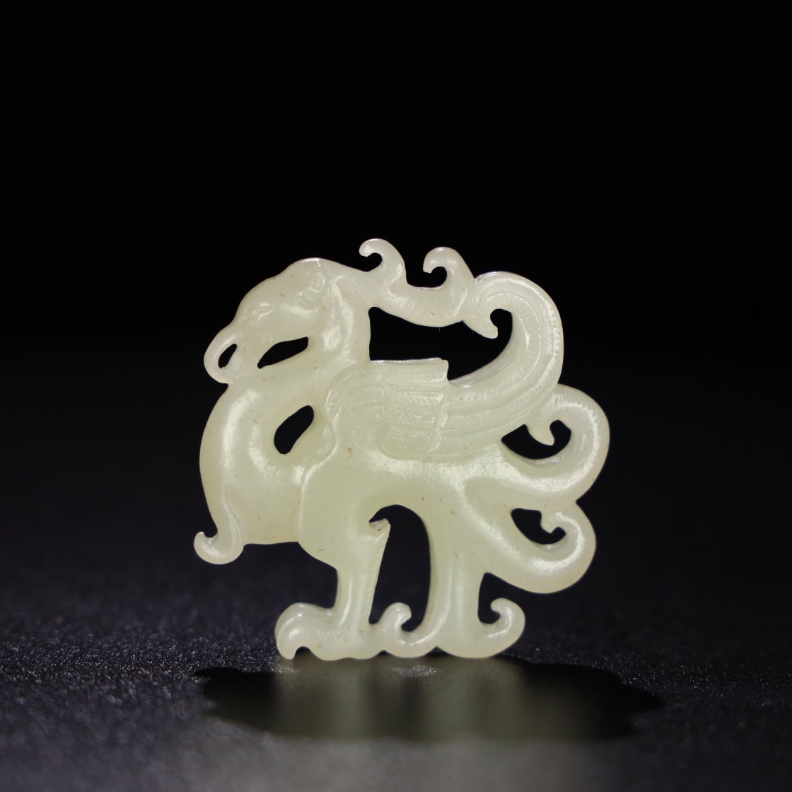 Chinese Natural Jade Carved phoenix handles