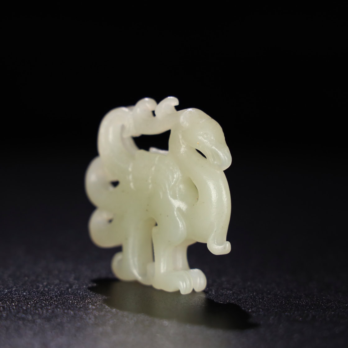 Chinese Natural Jade Carved phoenix handles