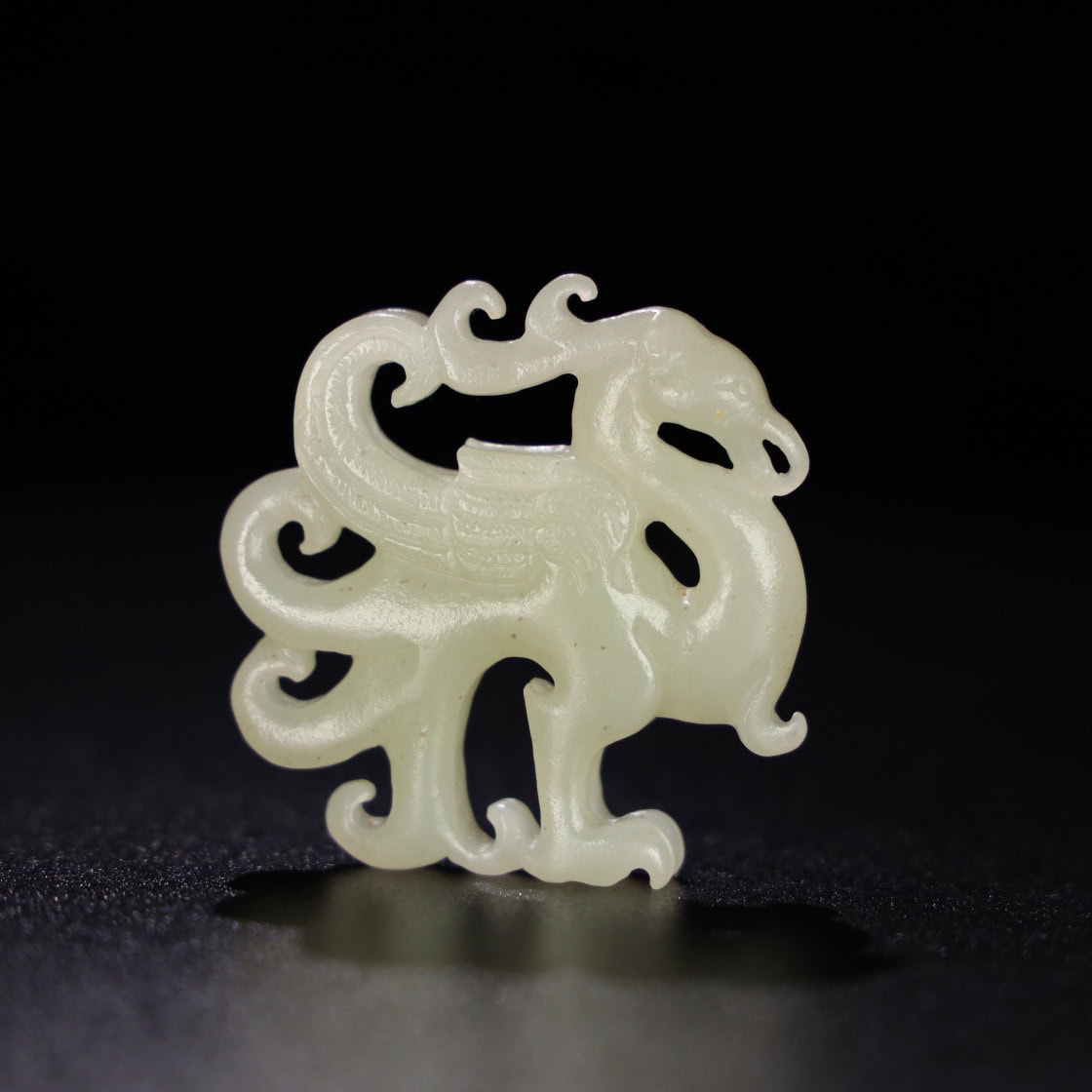 Chinese Natural Jade Carved phoenix handles