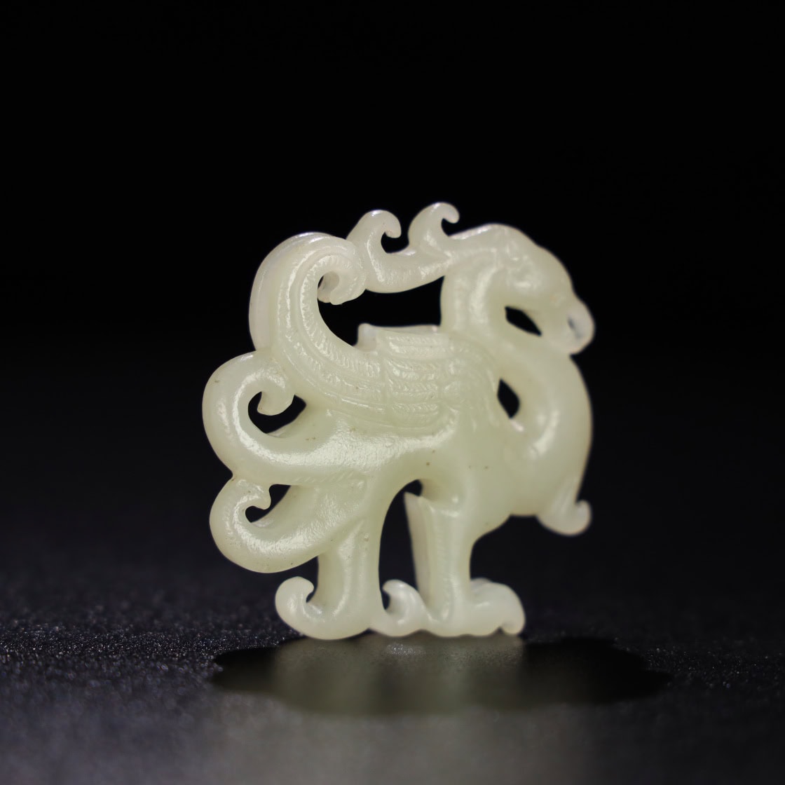 Chinese Natural Jade Carved phoenix handles