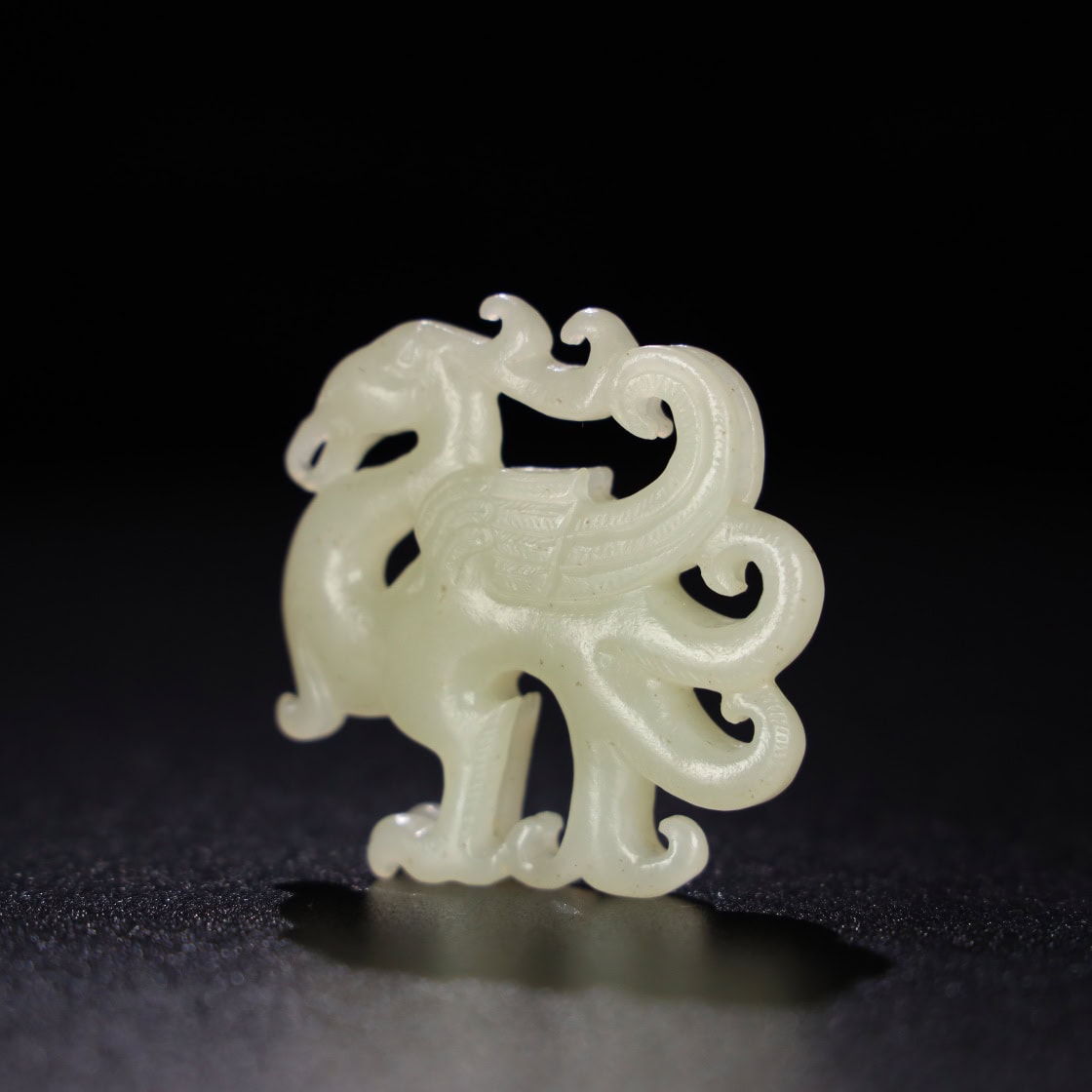 Chinese Natural Jade Carved phoenix handles