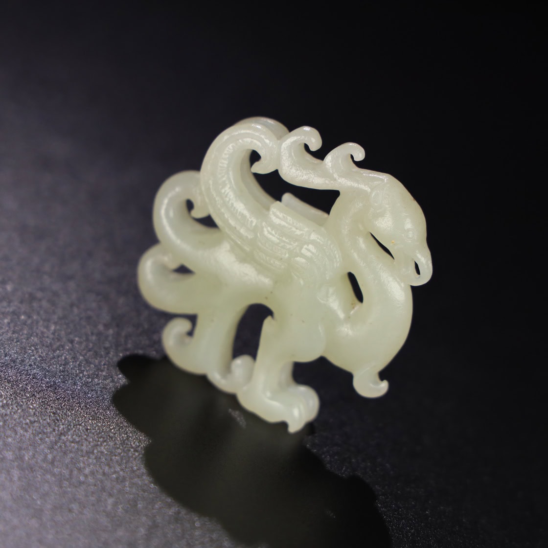 Chinese Natural Jade Carved phoenix handles