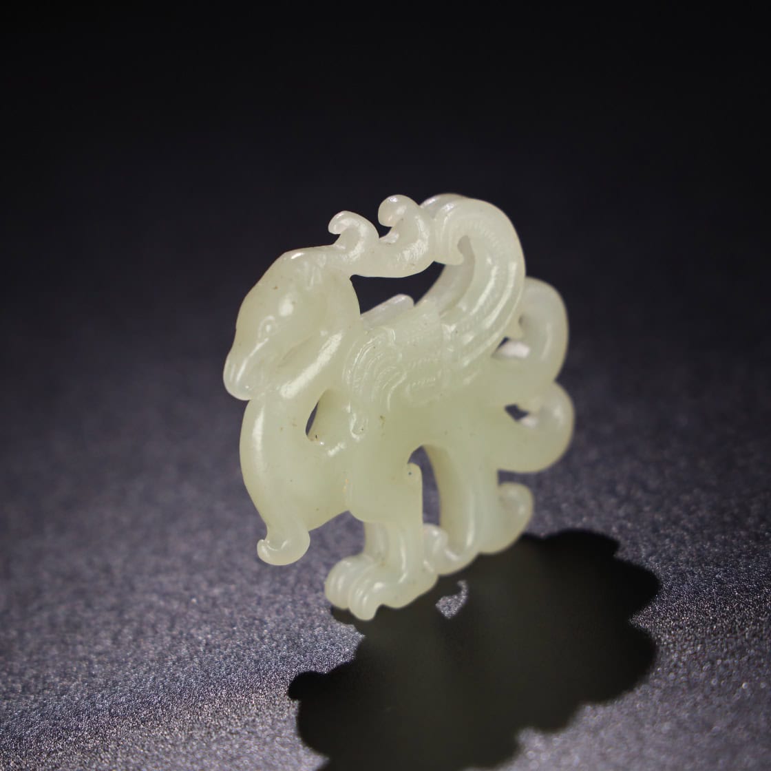Chinese Natural Jade Carved phoenix handles