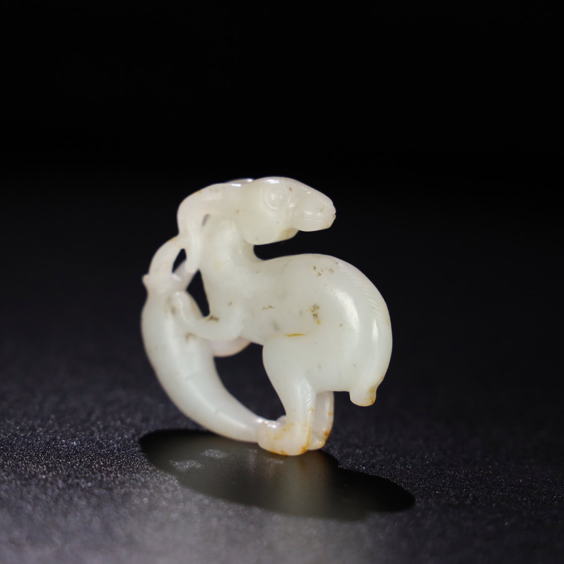 Chinese Natural Jade Carved Rabbit handles