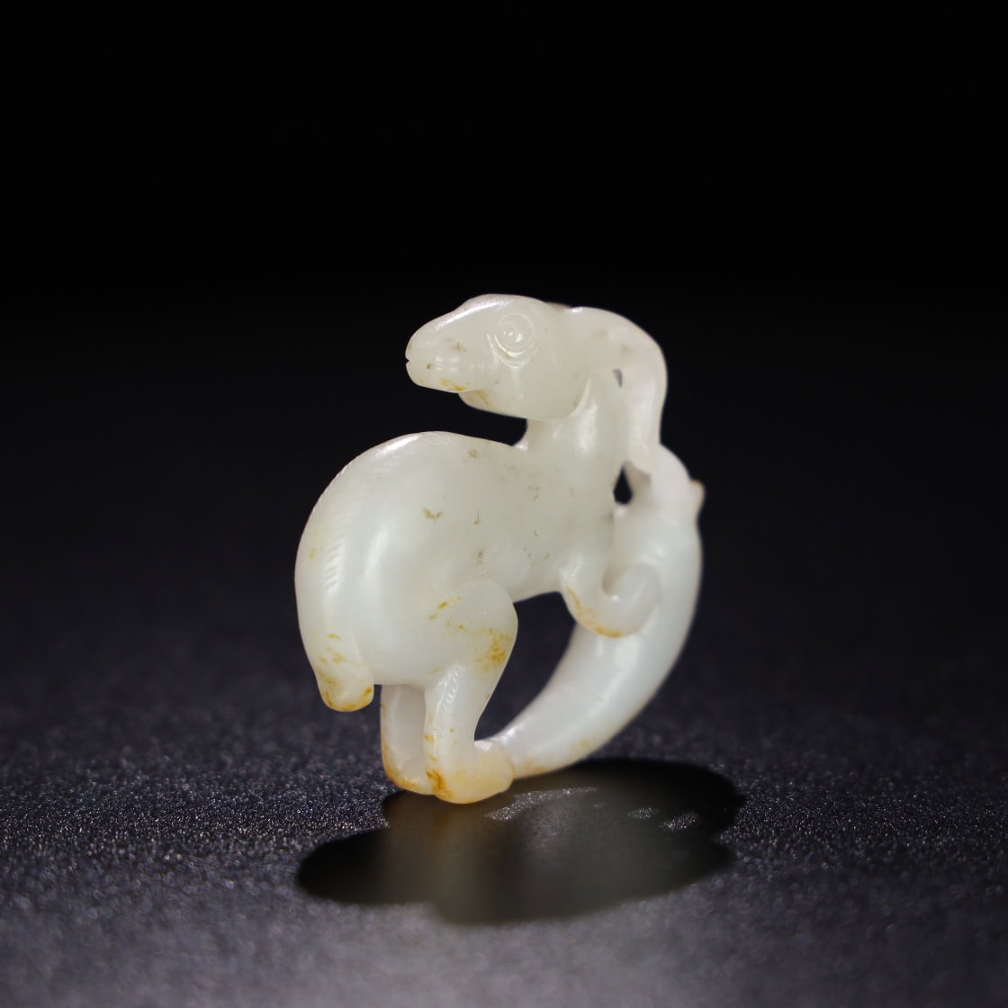 Chinese Natural Jade Carved Rabbit handles