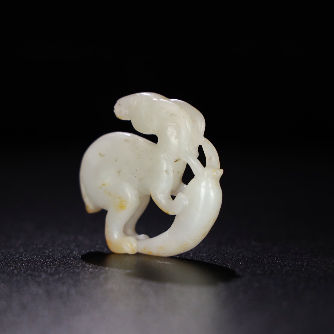 Chinese Natural Jade Carved Rabbit handles