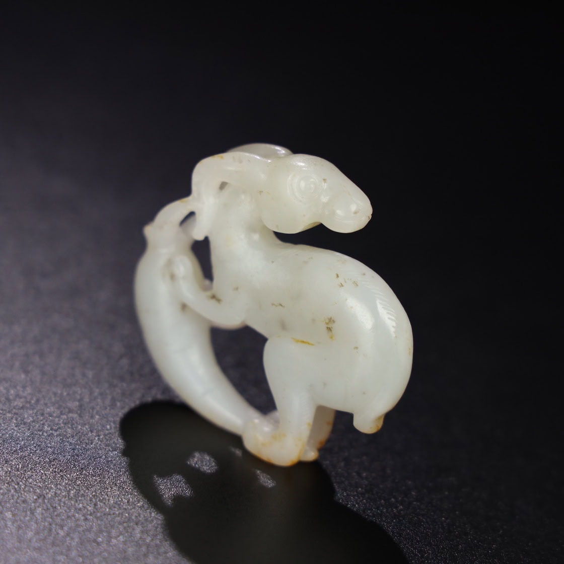 Chinese Natural Jade Carved Rabbit handles