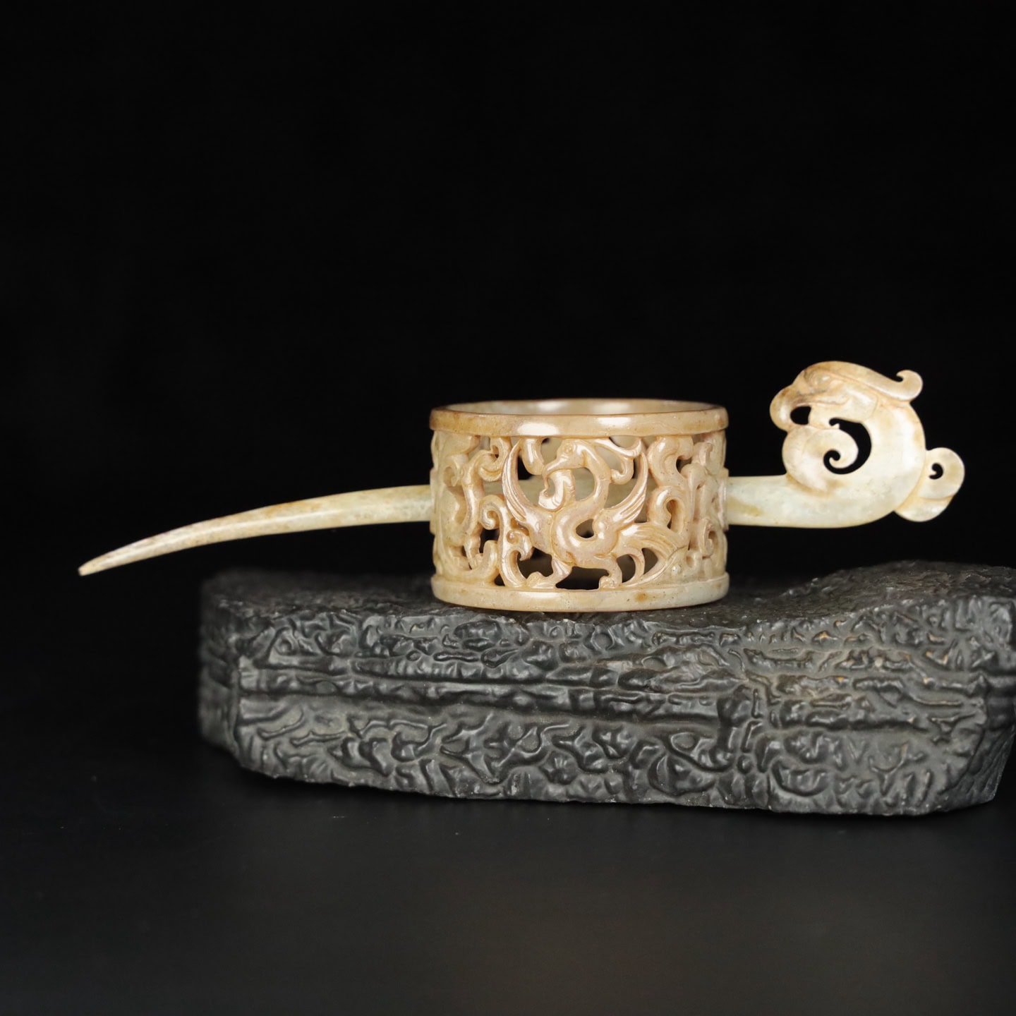 Chinese Natural Jade Carved head band