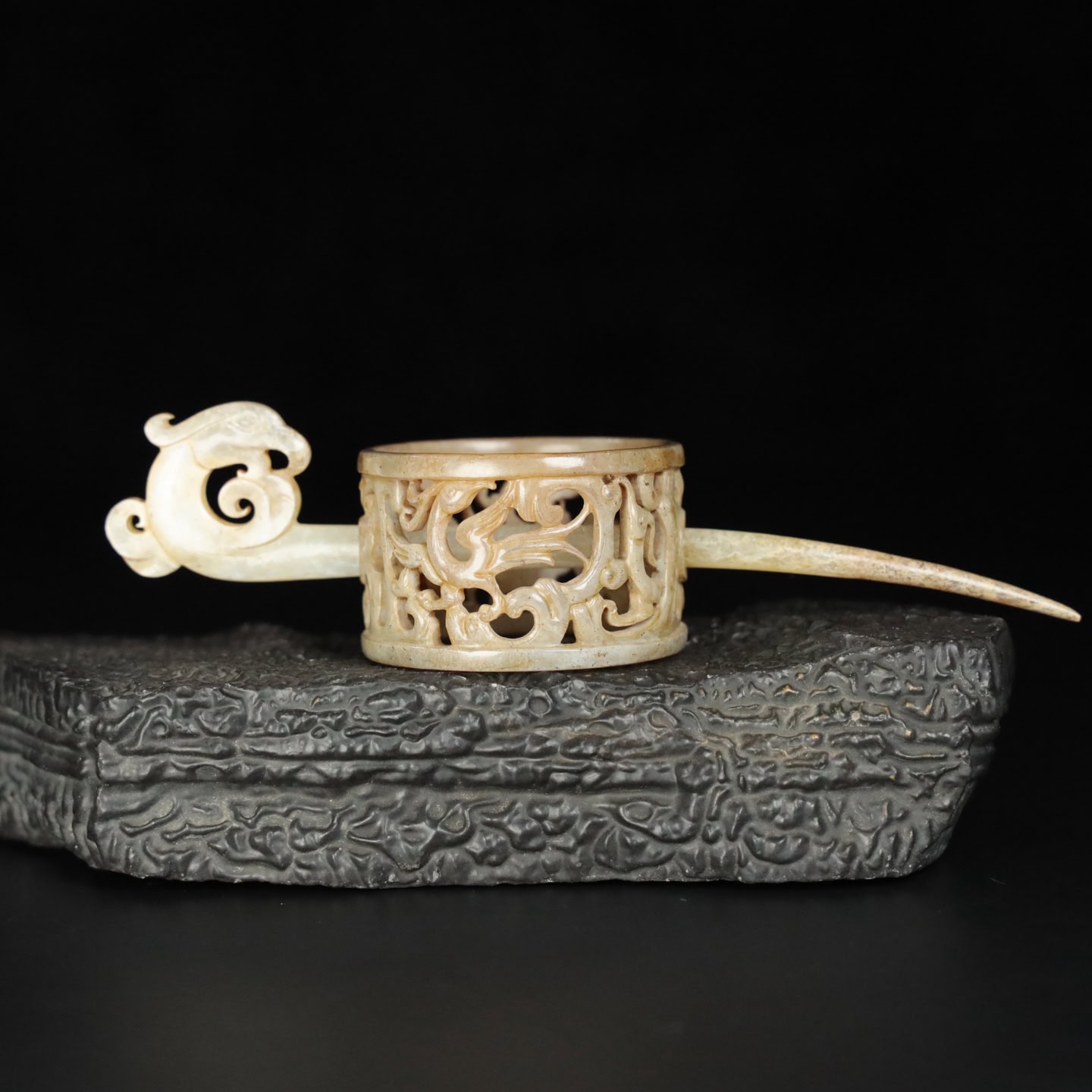 Chinese Natural Jade Carved head band