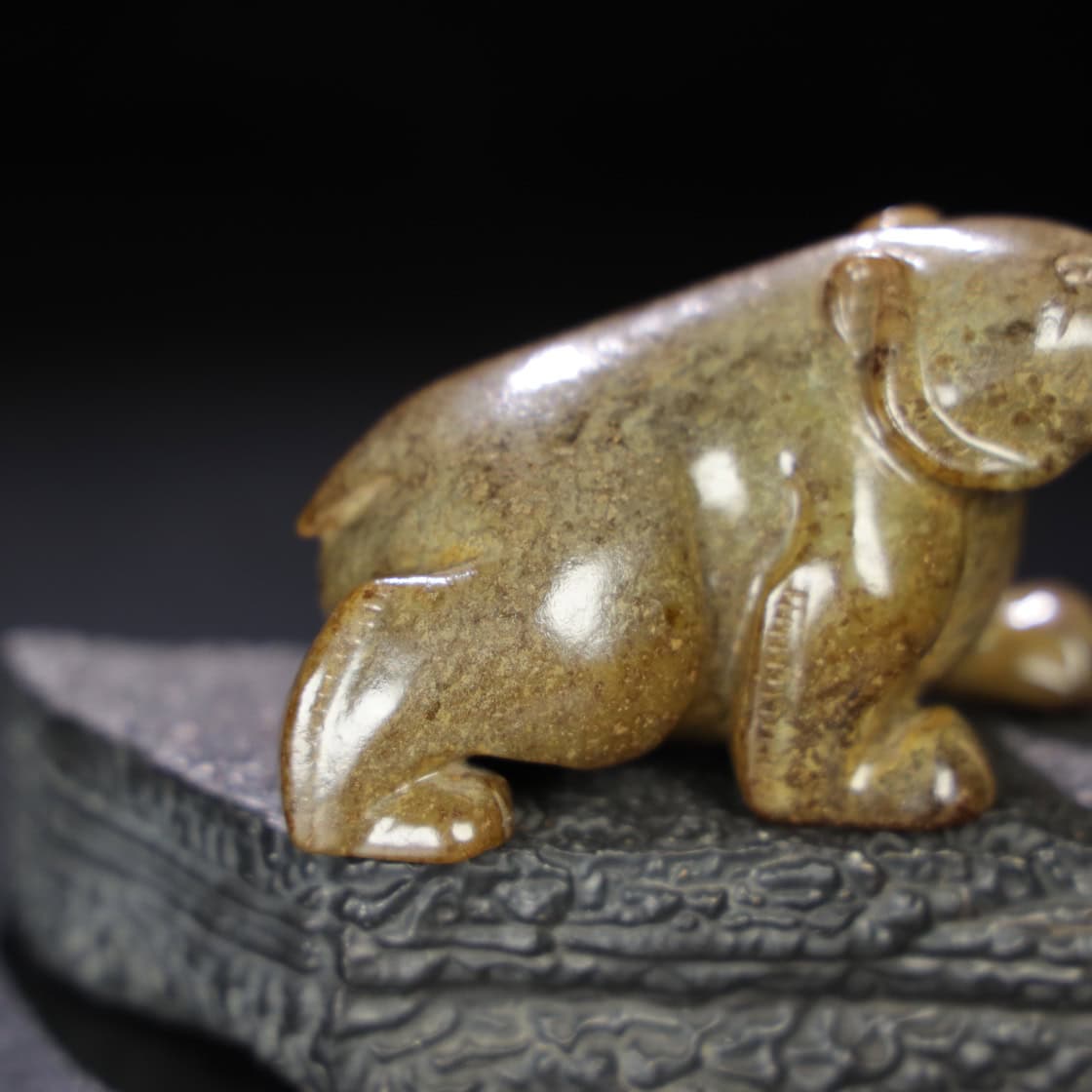 Chinese Natural Jade Carved Bear