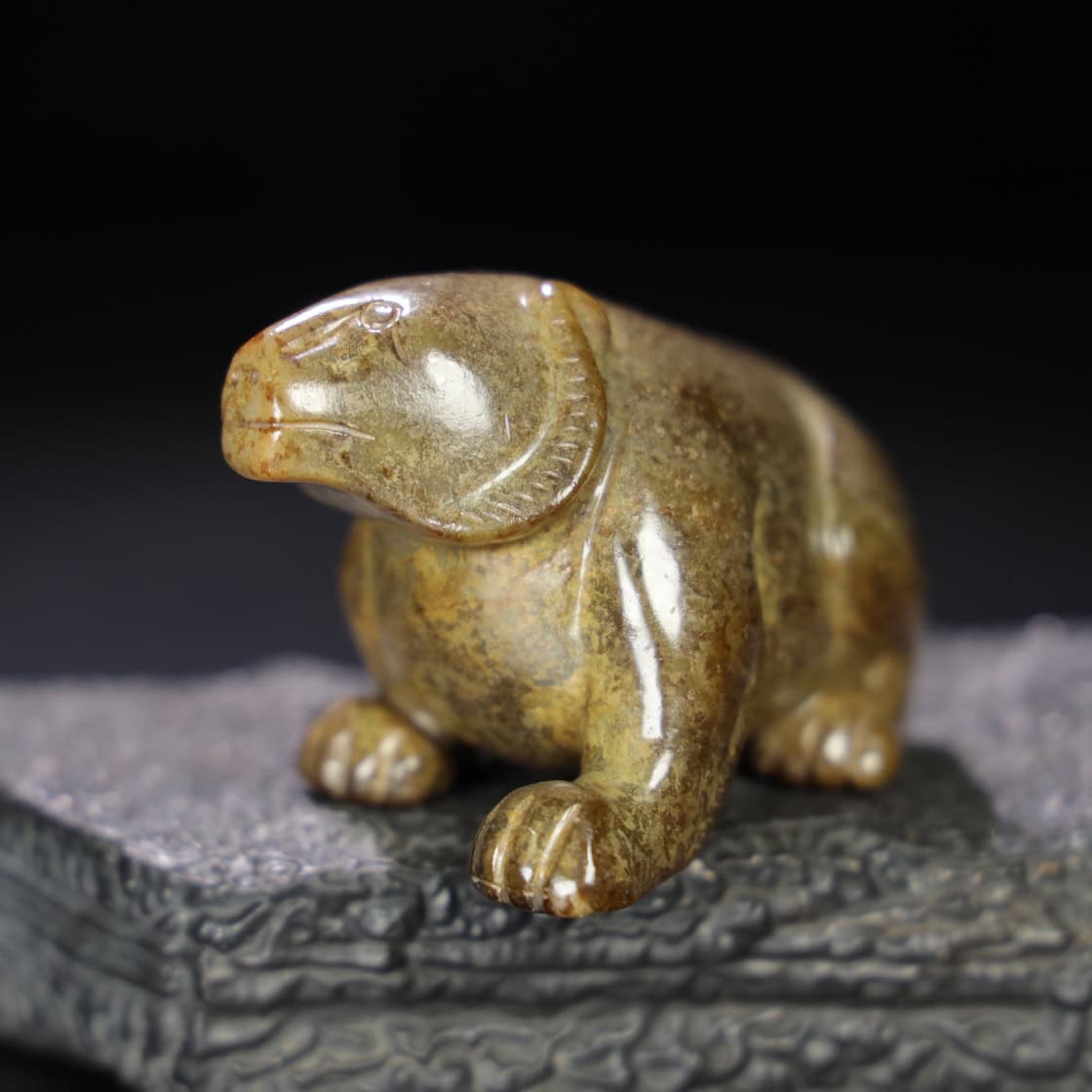 Chinese Natural Jade Carved Bear