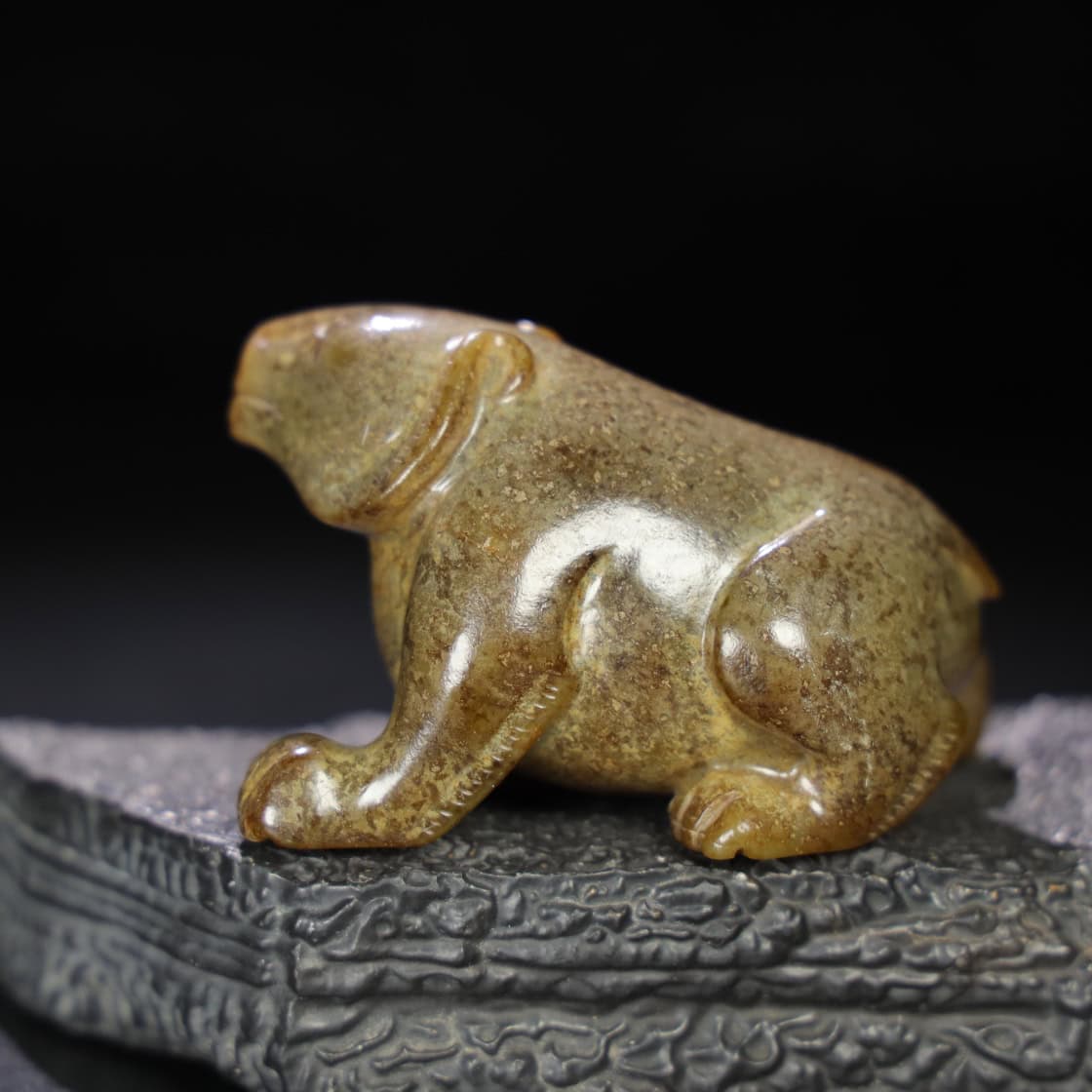 Chinese Natural Jade Carved Bear