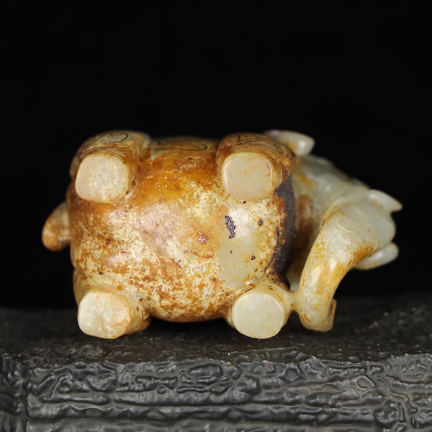 Chinese Natural Jade Carved golden elephant