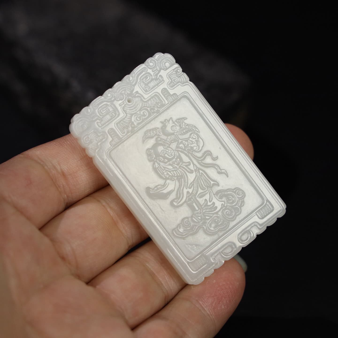 Chinese Natural Jade Carved Plaque