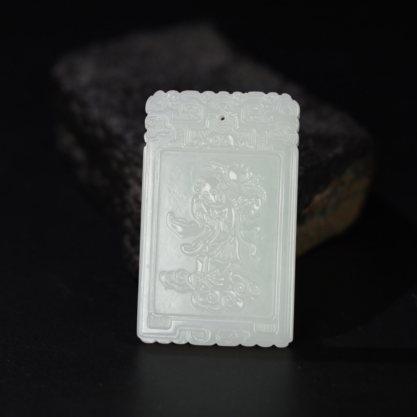 Chinese Natural Jade Carved Plaque