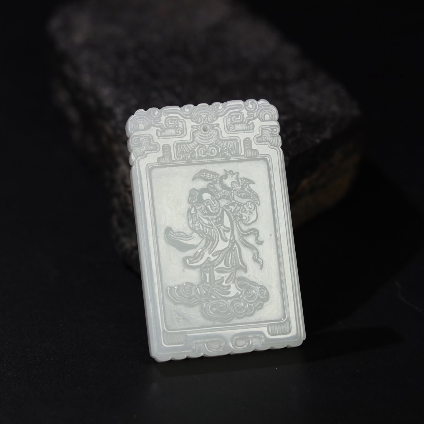 Chinese Natural Jade Carved Plaque