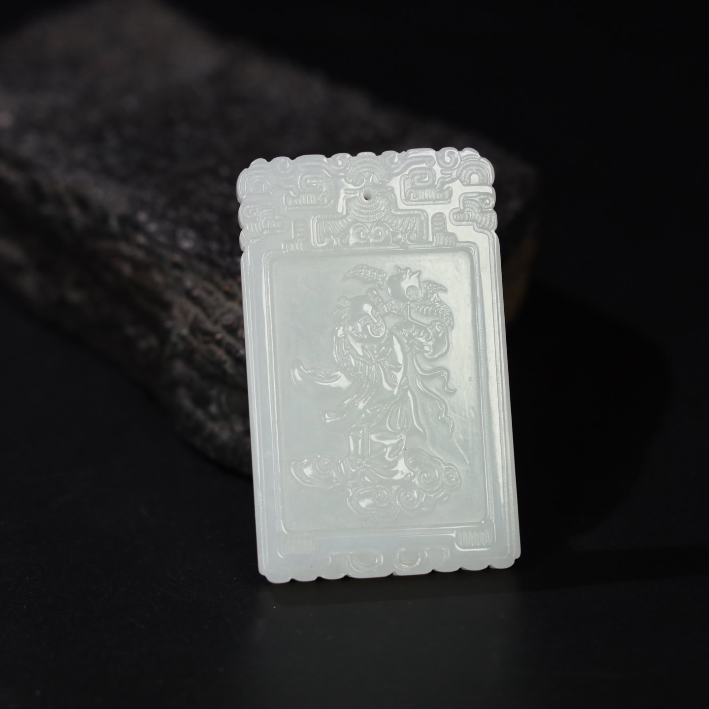 Chinese Natural Jade Carved Plaque