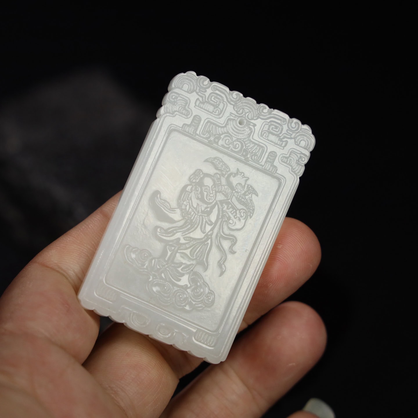 Chinese Natural Jade Carved Plaque