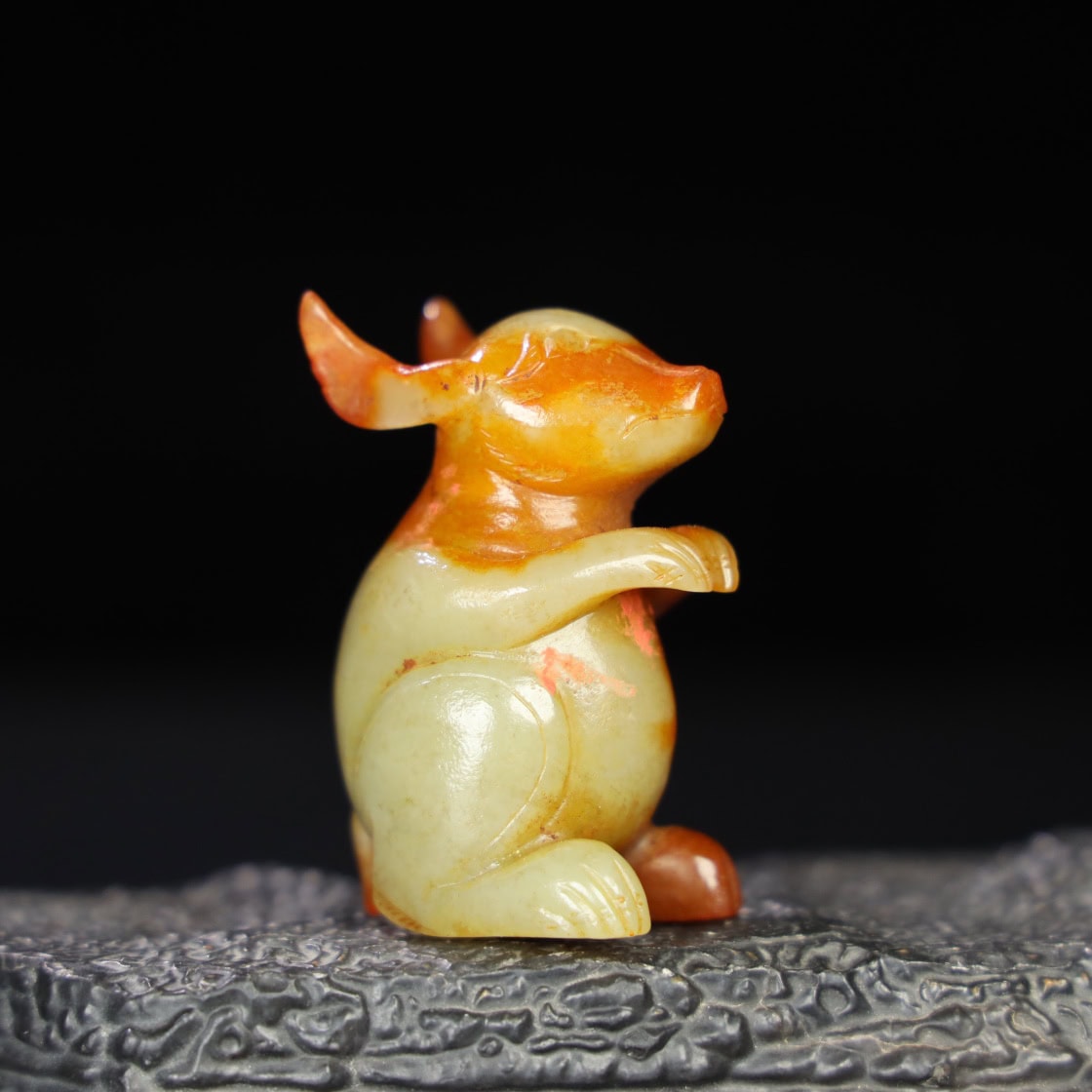 Chinese Natural Jade Carved Rabbit