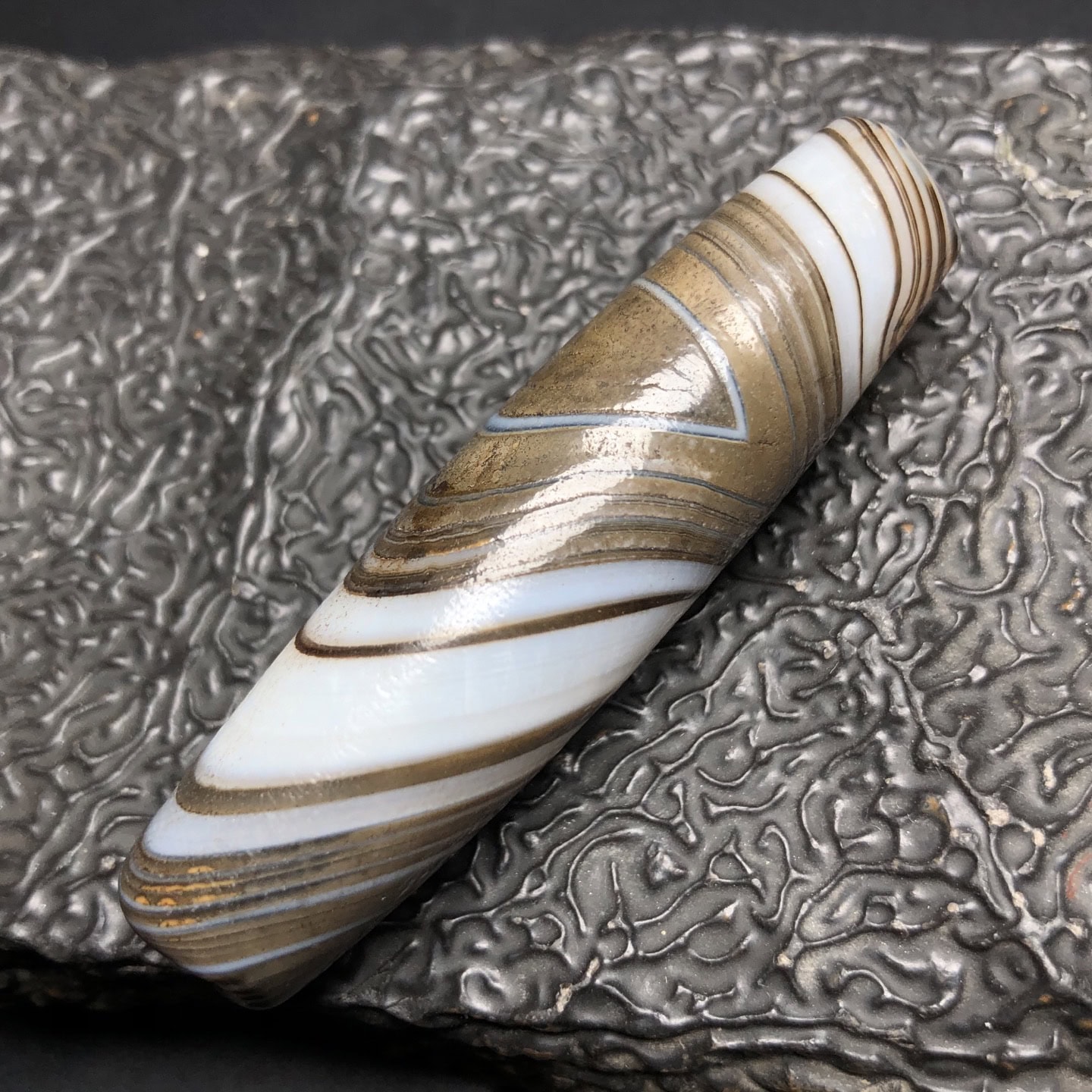Chinese Natural Jade Carved Dzi beads