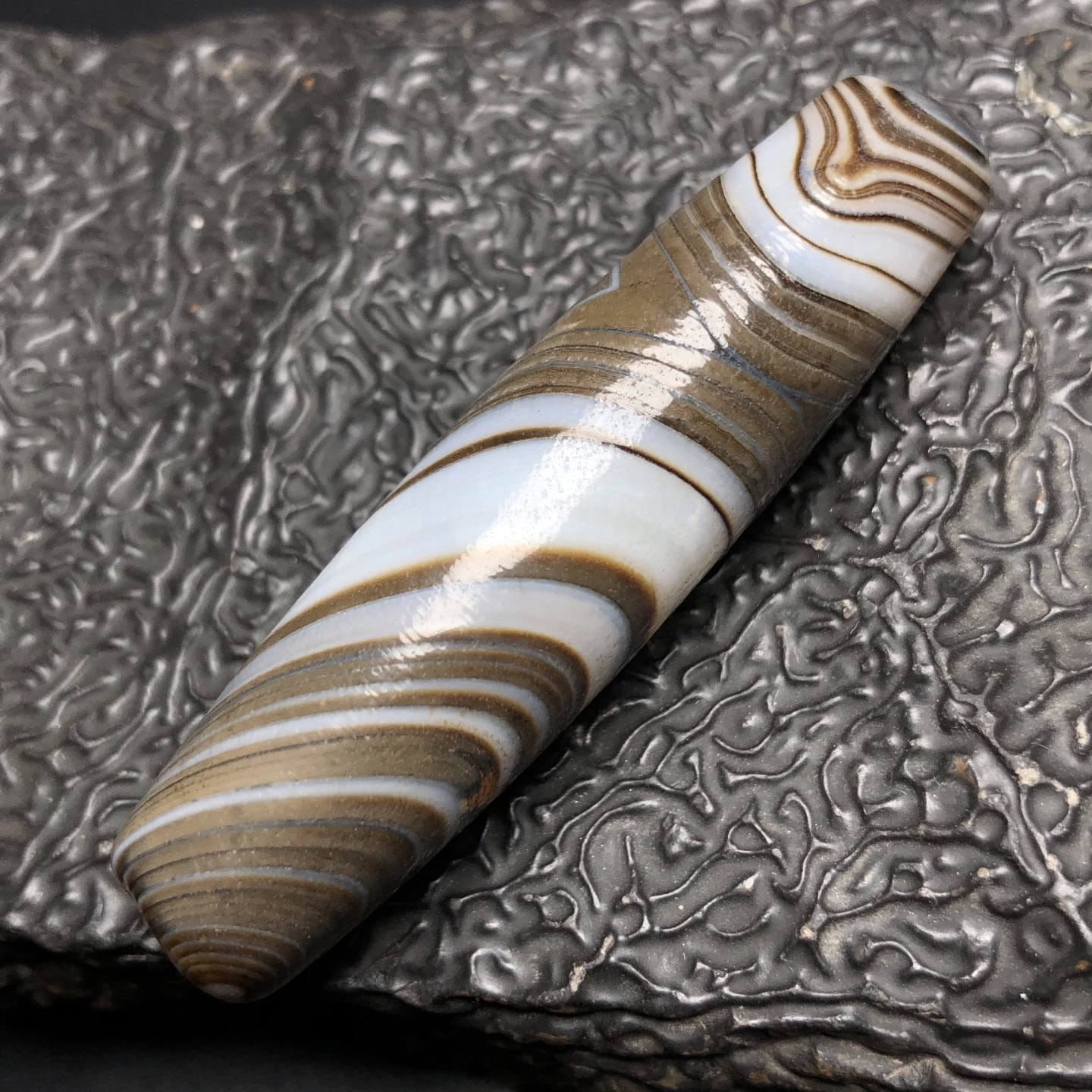Chinese Natural Jade Carved Dzi beads
