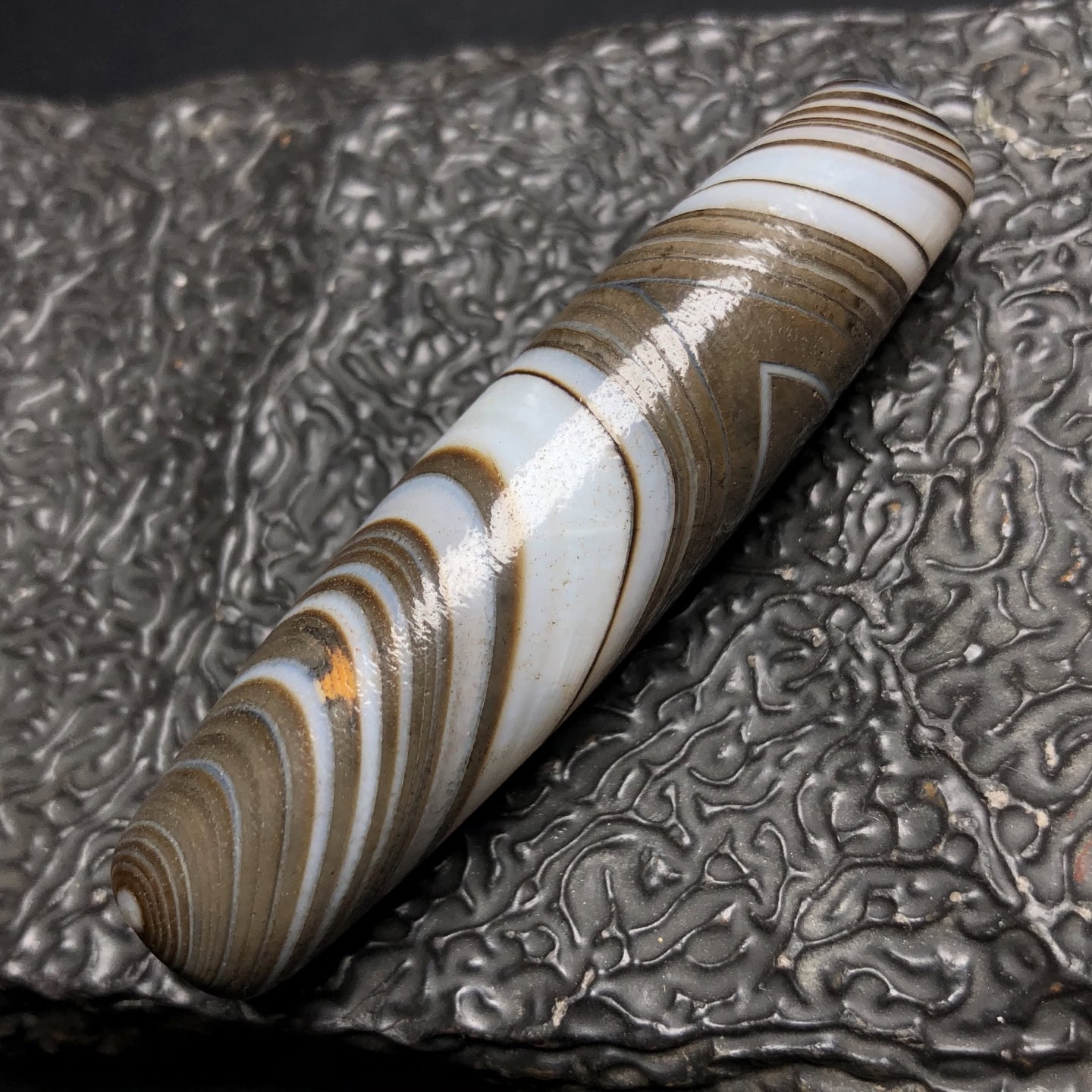 Chinese Natural Jade Carved Dzi beads