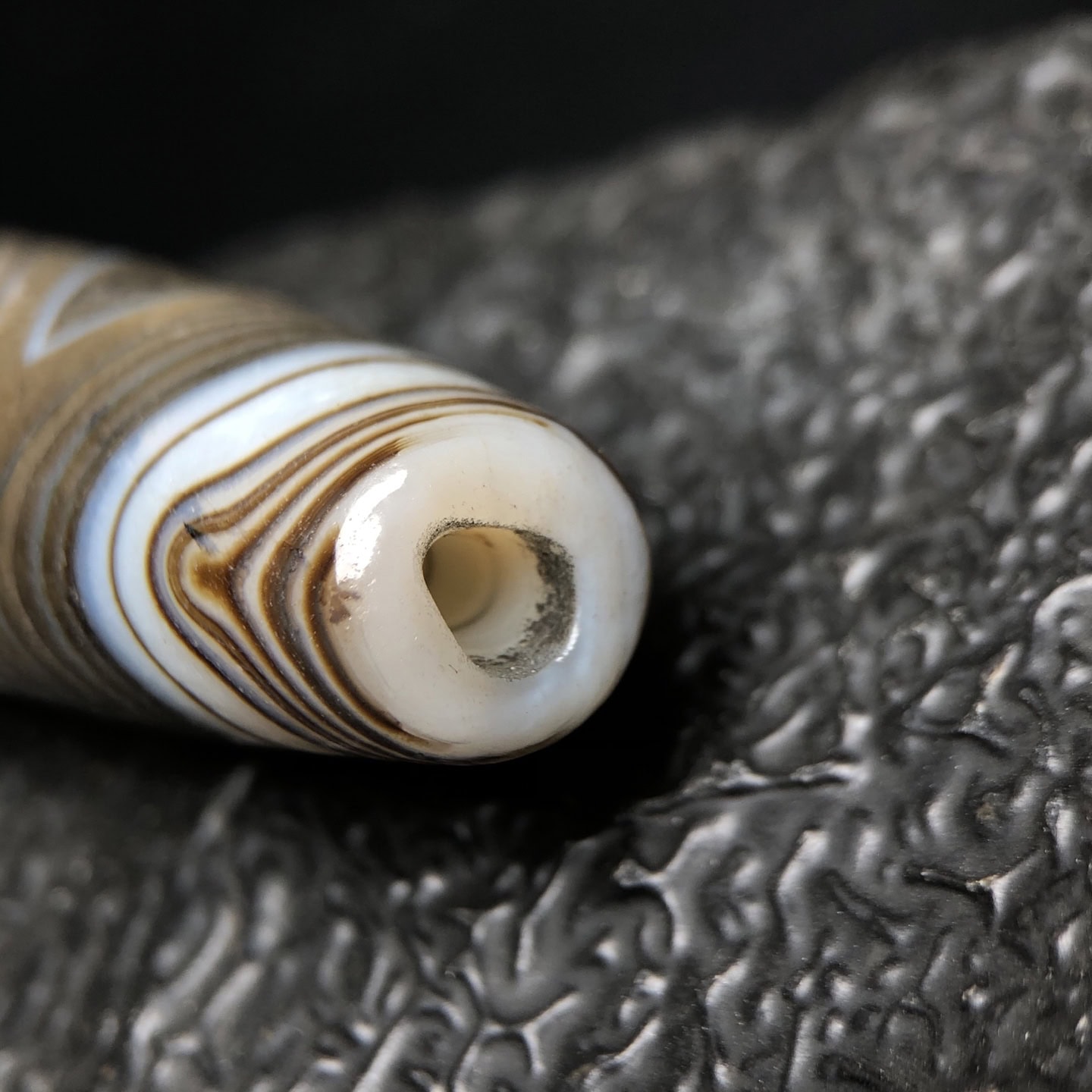 Chinese Natural Jade Carved Dzi beads