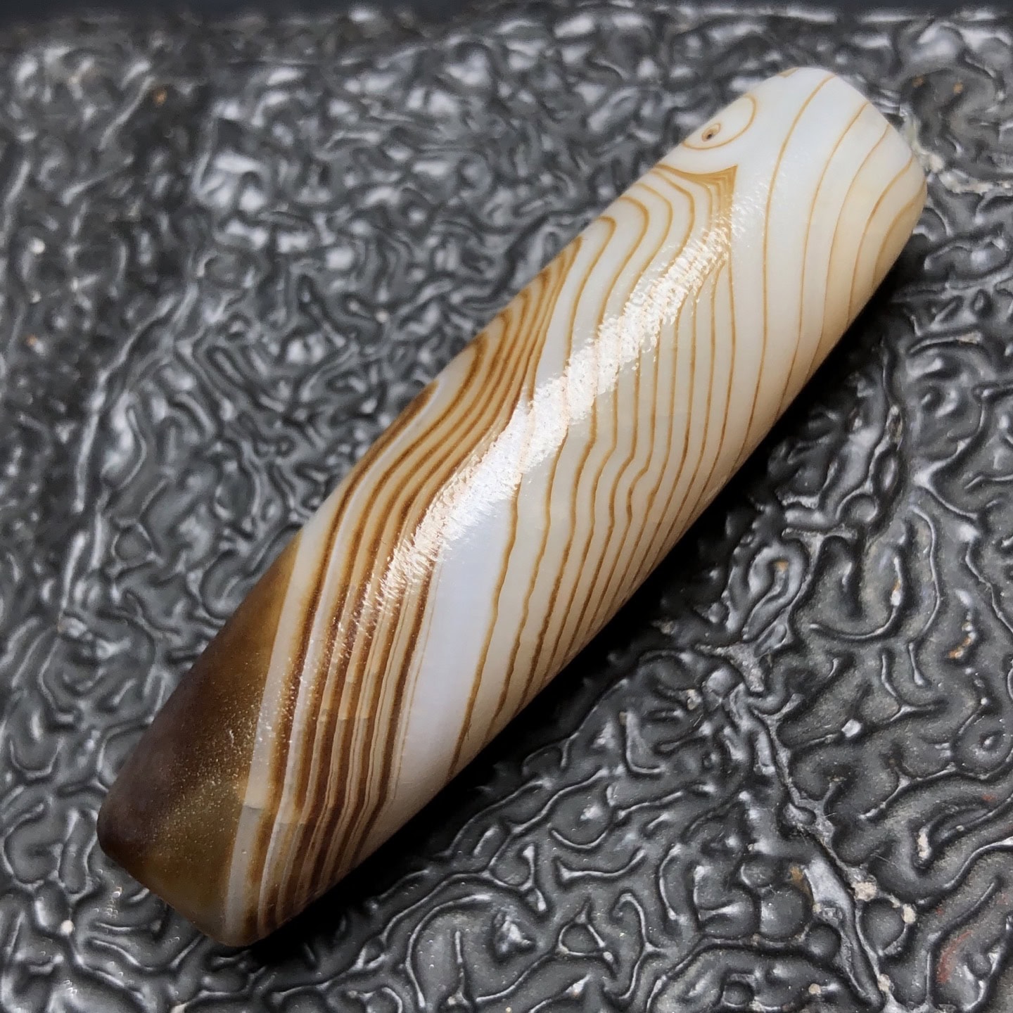 Chinese Natural Jade Carved Dzi beads