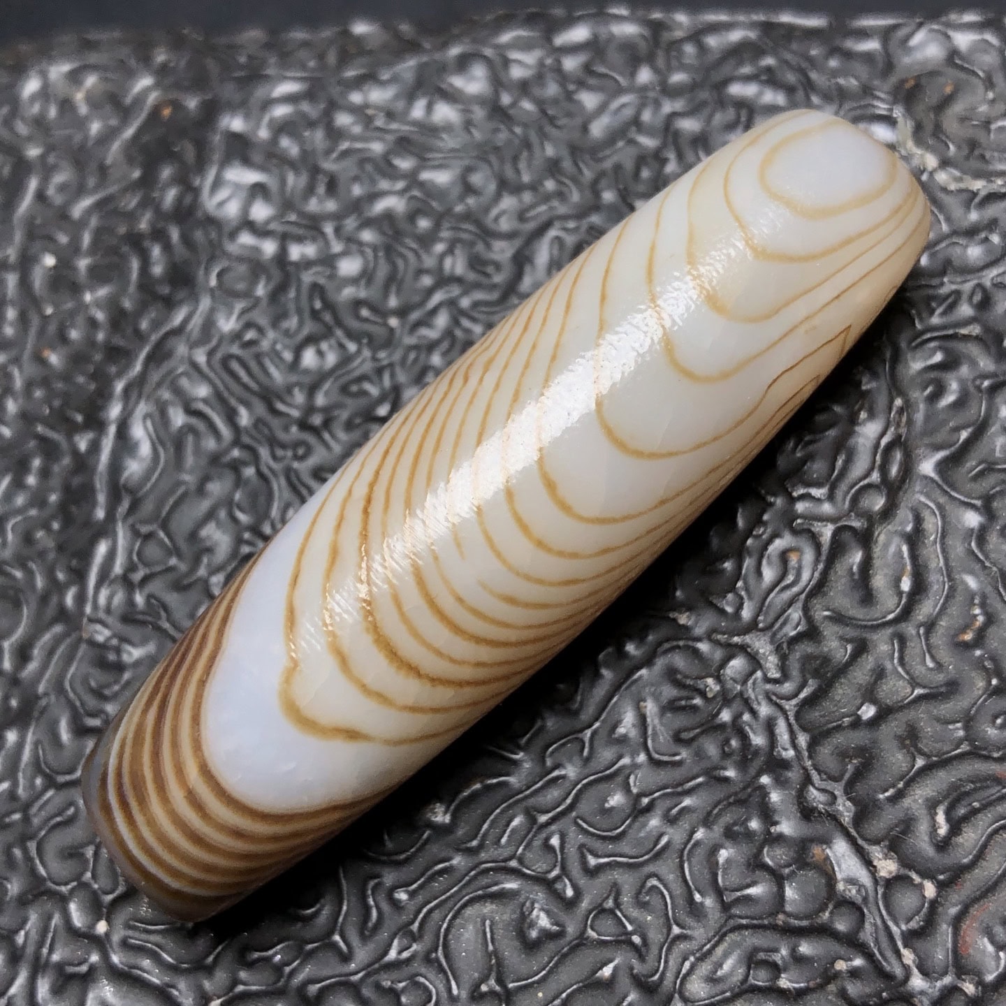 Chinese Natural Jade Carved Dzi beads