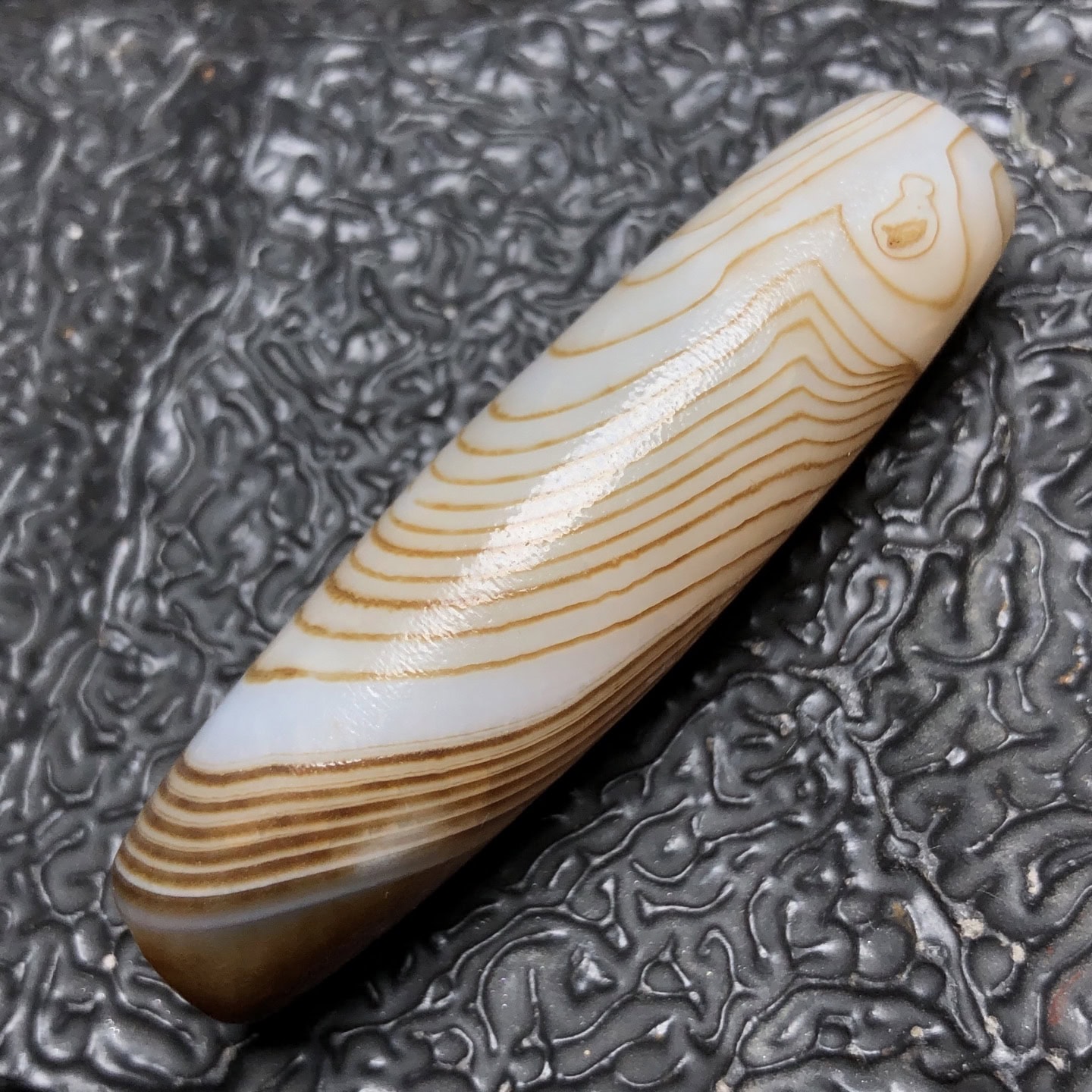 Chinese Natural Jade Carved Dzi beads