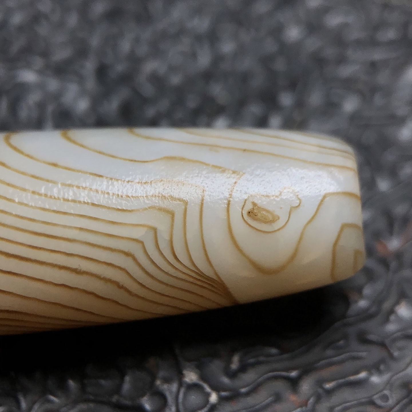 Chinese Natural Jade Carved Dzi beads