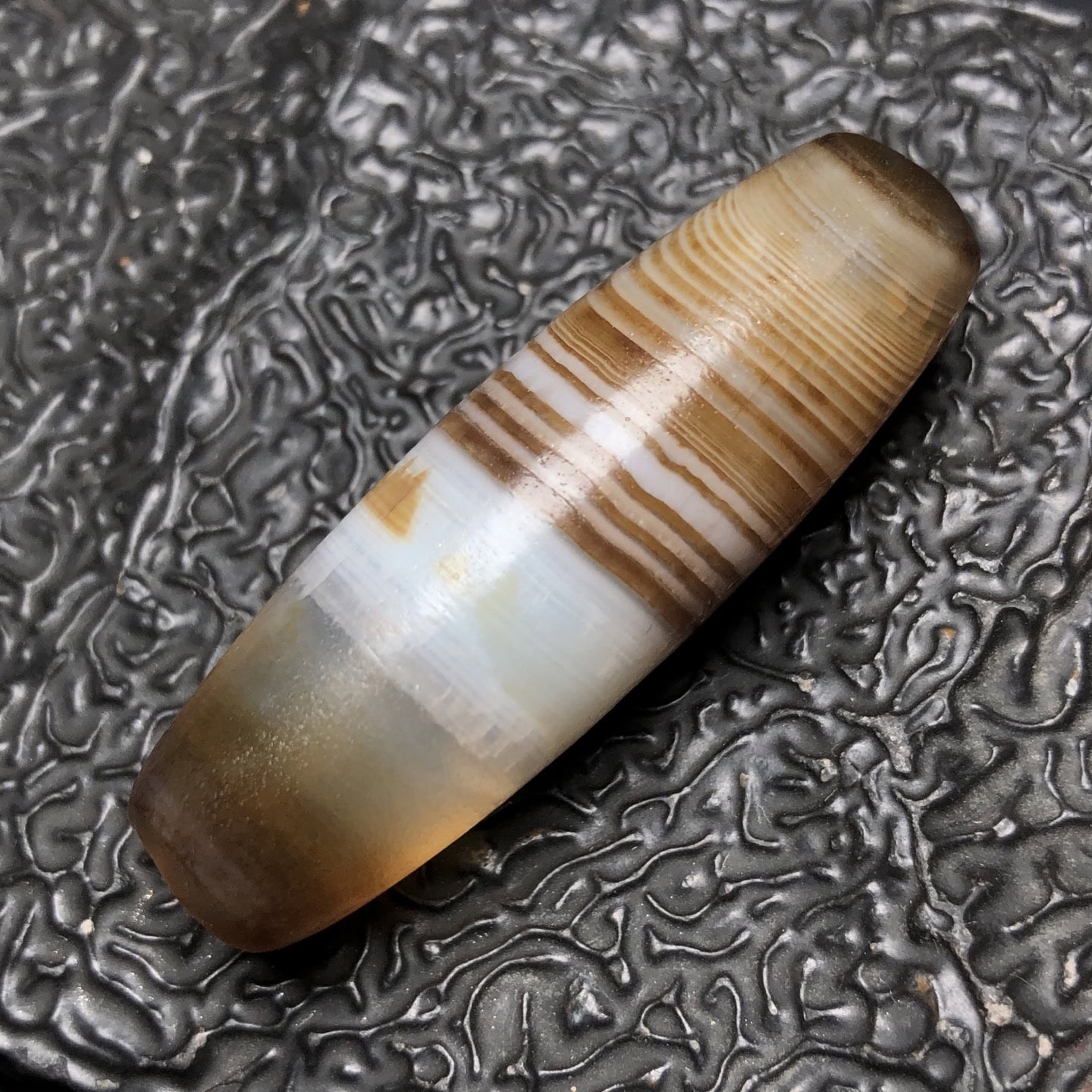 Chinese Natural Jade Carved Dzi beads