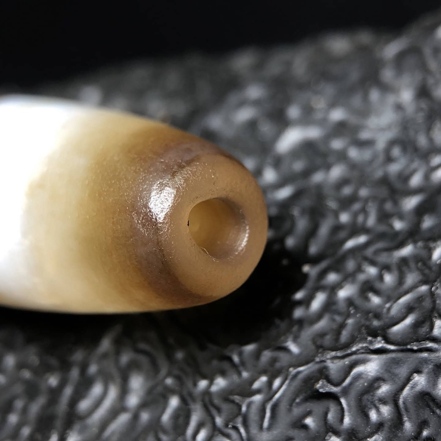 Chinese Natural Jade Carved Dzi beads