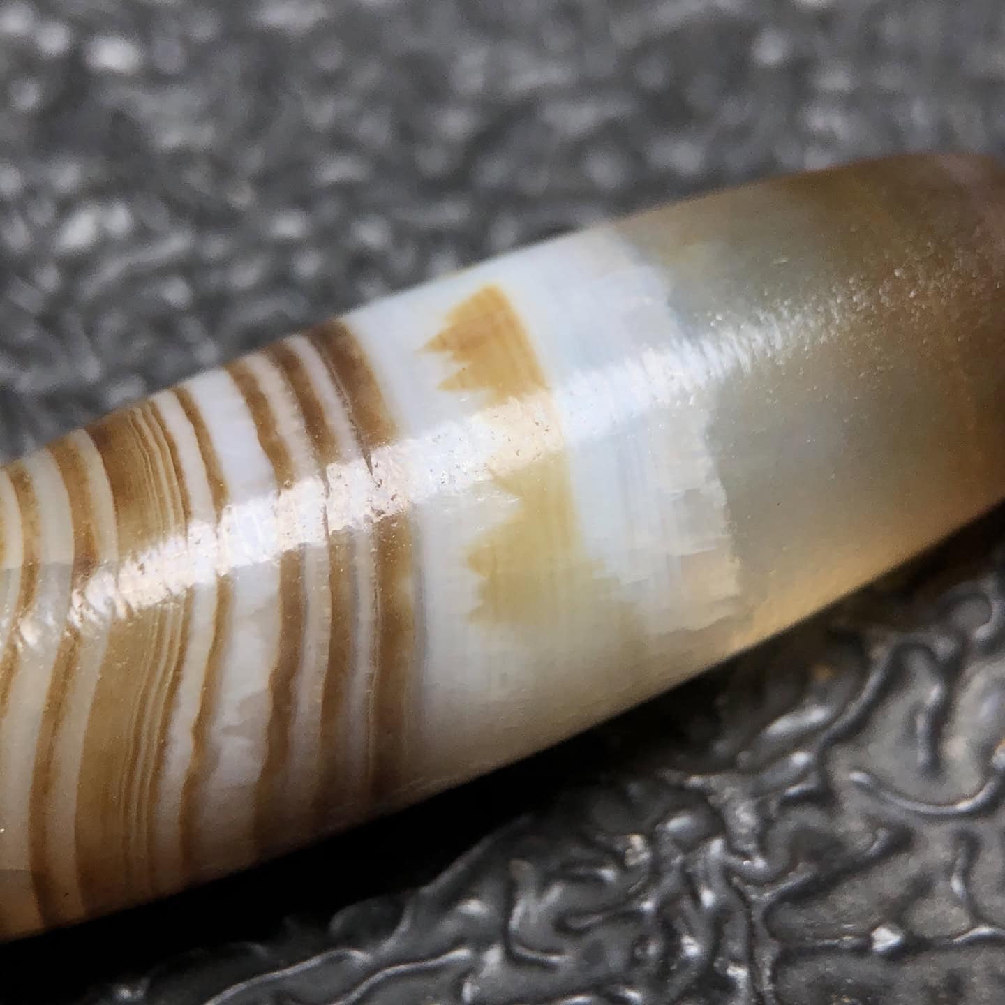 Chinese Natural Jade Carved Dzi beads