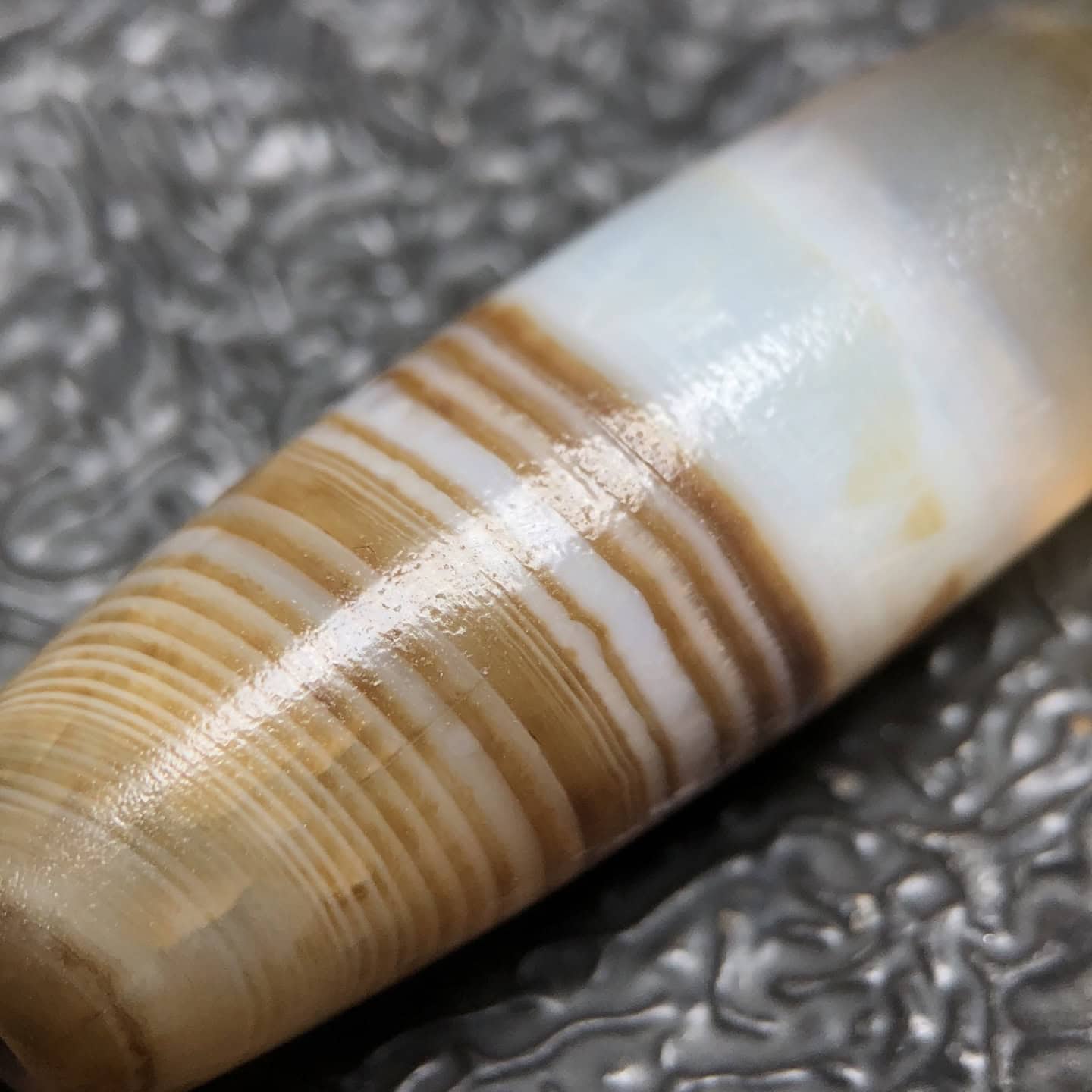 Chinese Natural Jade Carved Dzi beads
