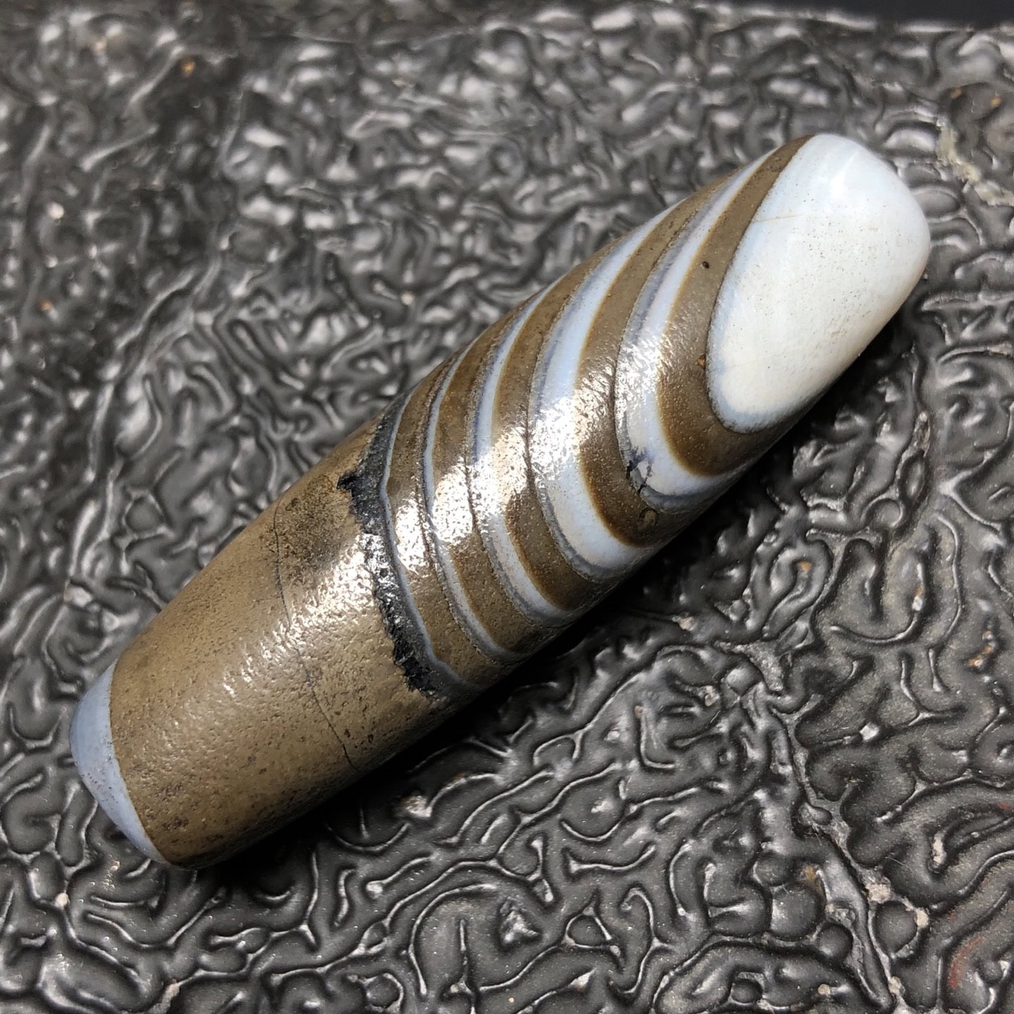 Chinese Natural Jade Carved Dzi beads